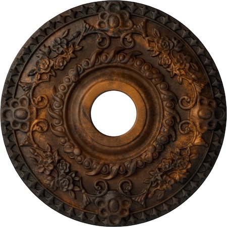 Rose Ceiling Medallion (Fits Canopies Up To 7 1/4), Hand-Painted Rust, 18OD X 3 1/2ID X 1 1/2P